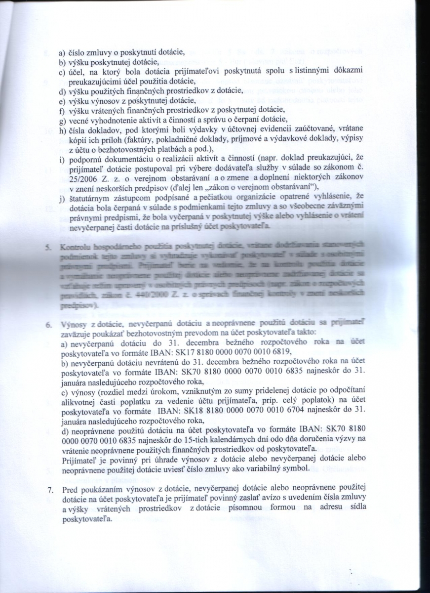 Zmluva o poskytnutí dotácie k žiadosti č. 117/2014